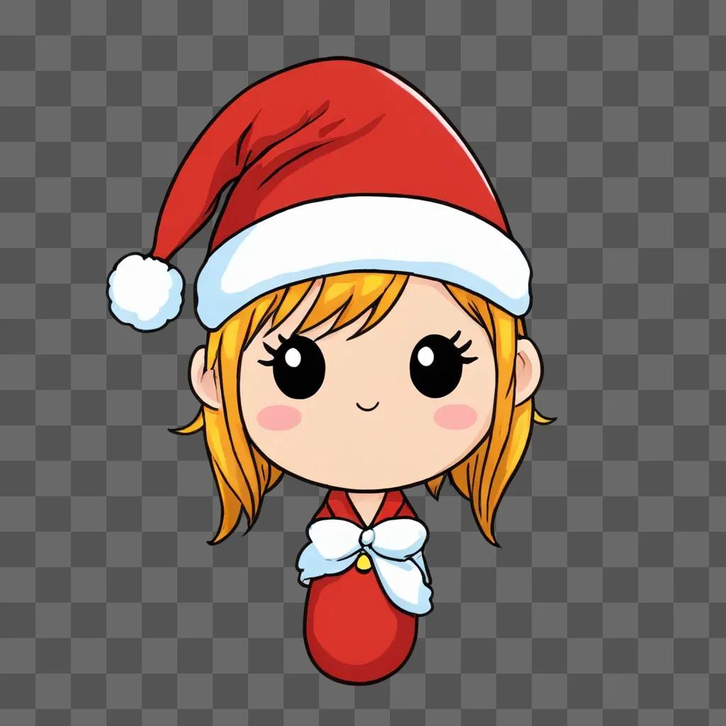 A cartoon Santa hat on a cute girls face