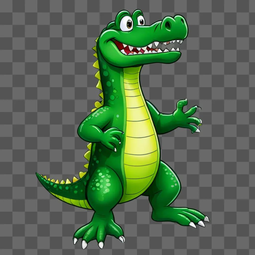 A cartoon alligator with a big smile on its face