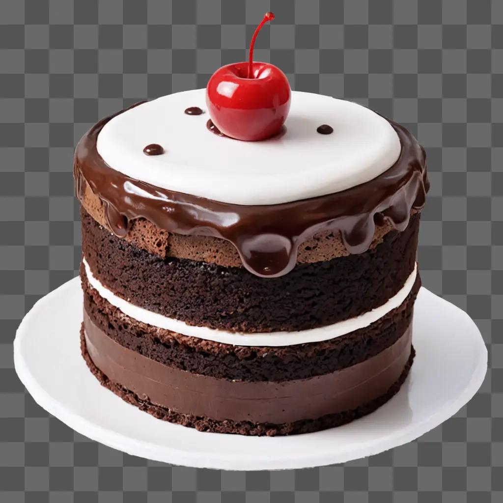 A cartoon cake with a cherry on top