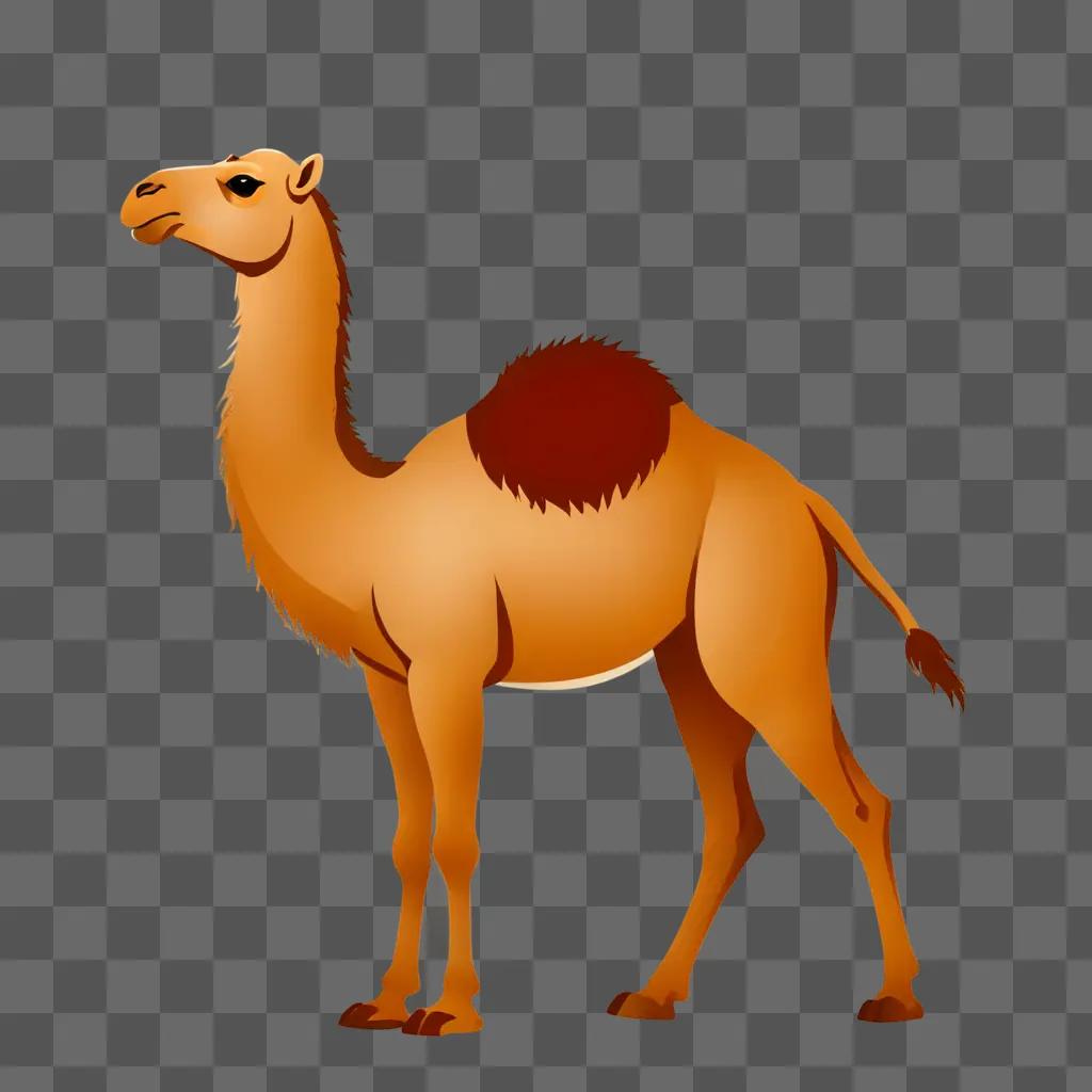 A cartoon camel with a brown spot on its back