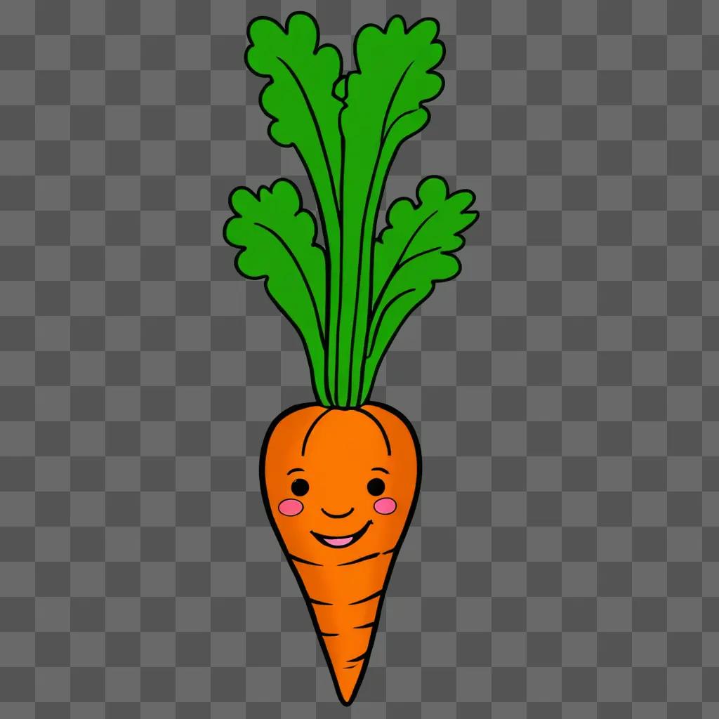 A cartoon carrot drawing with a smiling face