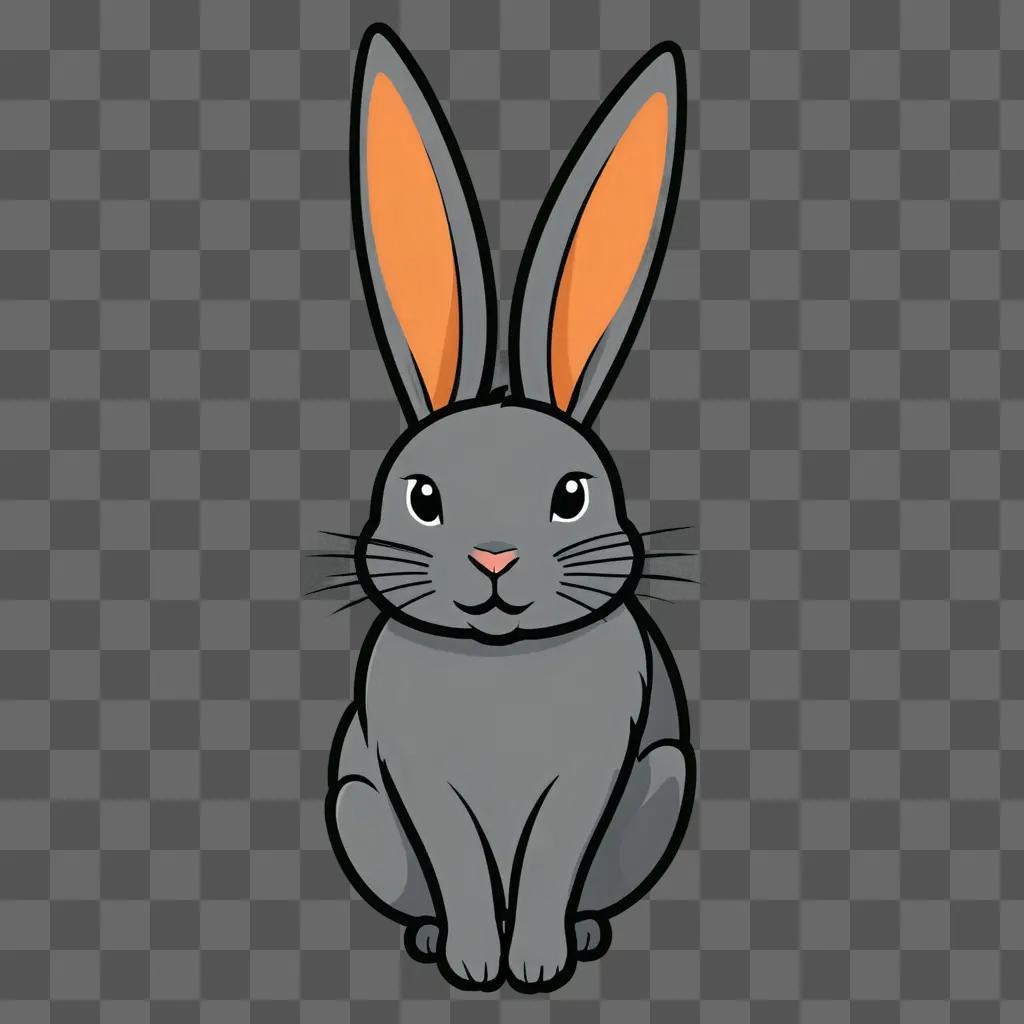 A cartoon coy rabbit sitting on a brown background