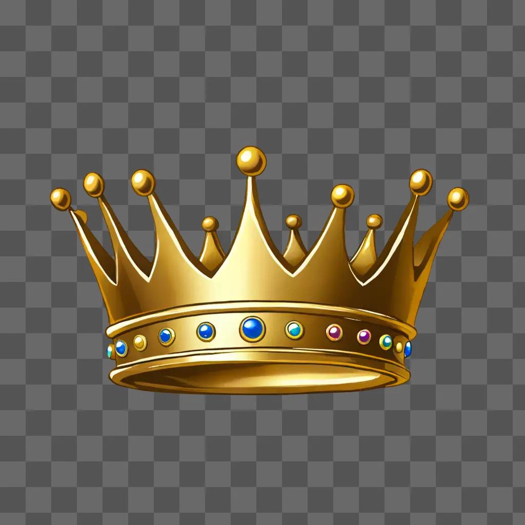 A cartoon crown drawing is displayed on a gold background