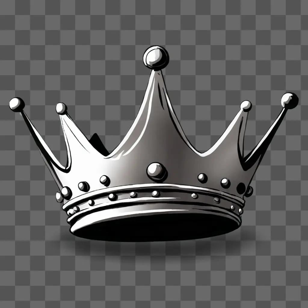 A cartoon crown drawing with a shiny metal finish