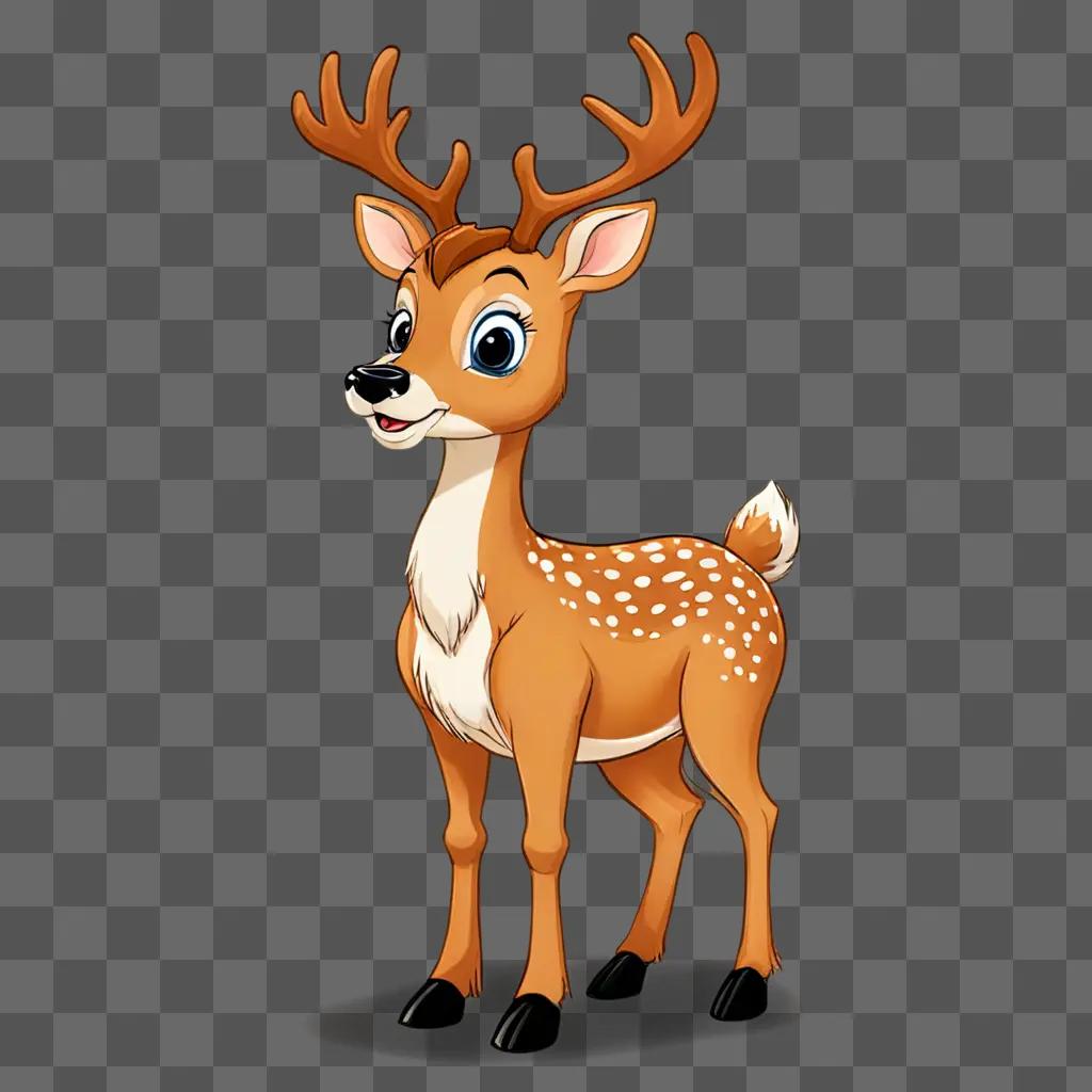 A cartoon deer drawing with antlers and a smile