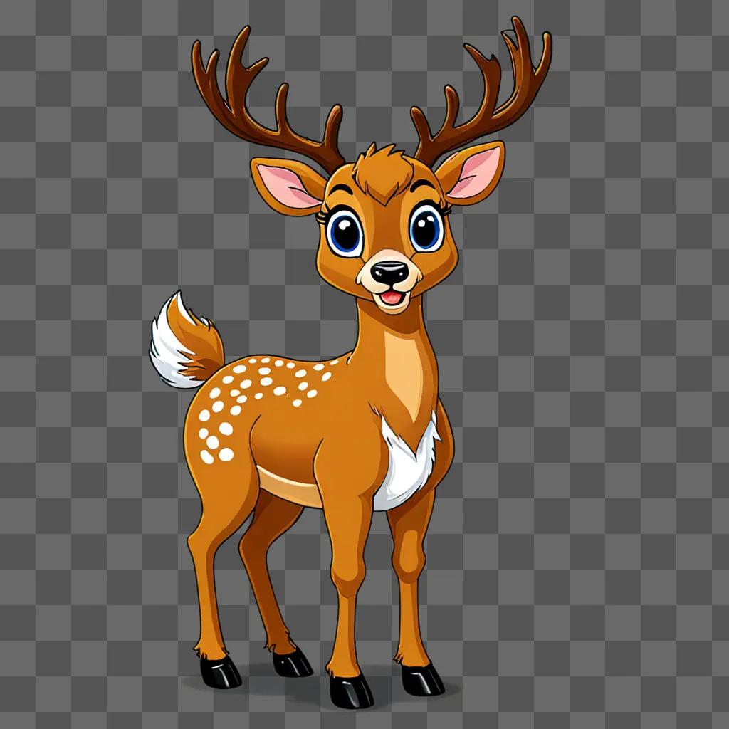 A cartoon deer with polka dots and a big smile