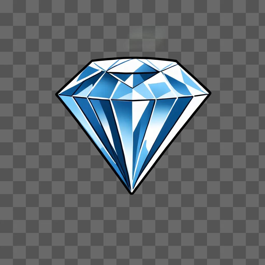 A cartoon diamond drawing on a blue background