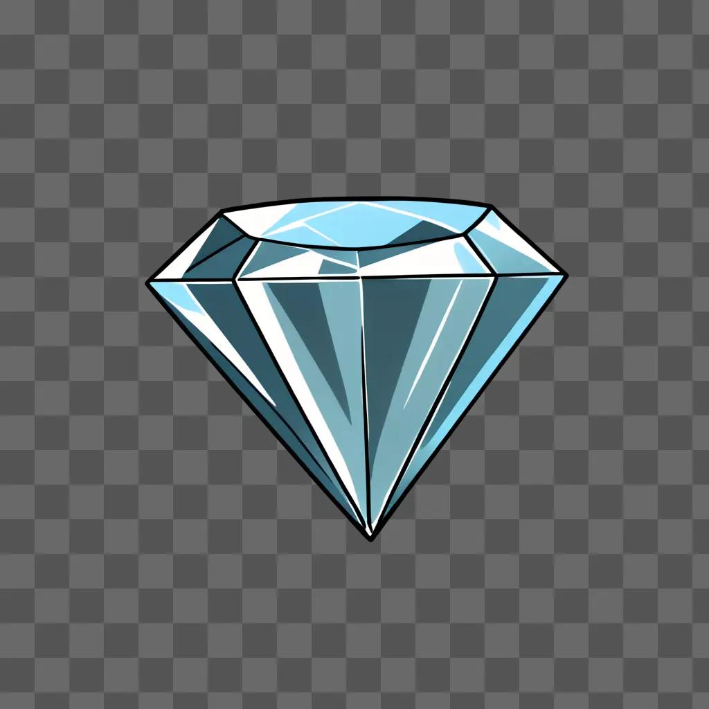 A cartoon diamond drawing on a blue background