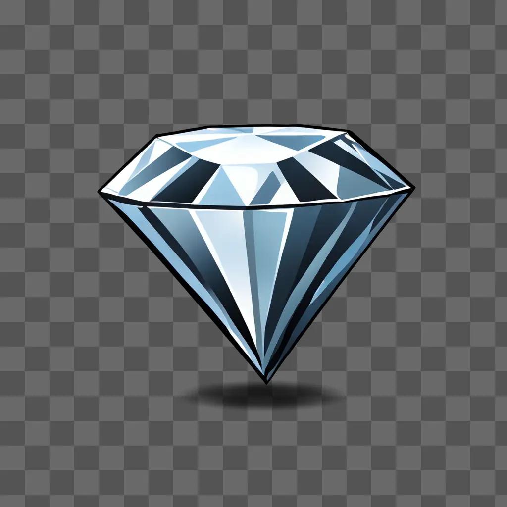 A cartoon diamond drawing on a gray background