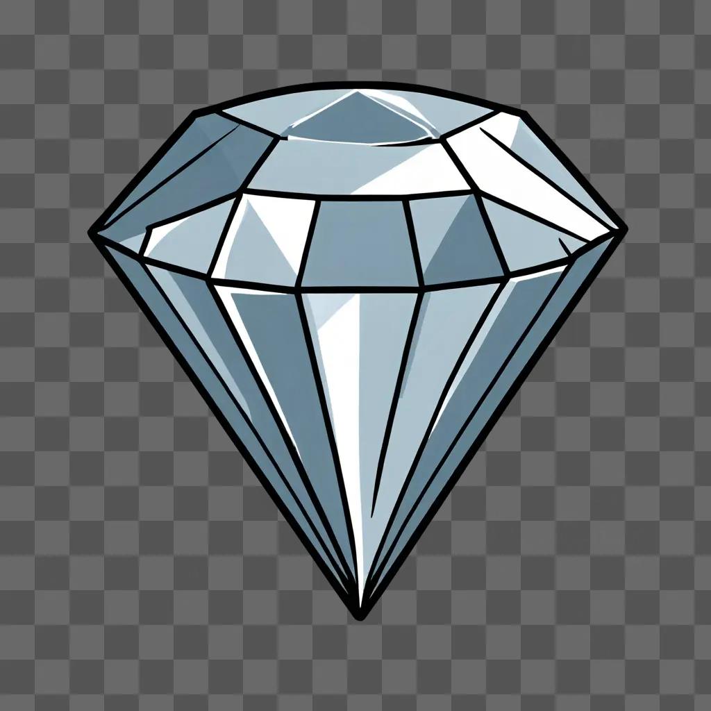 A cartoon diamond drawing on a gray background