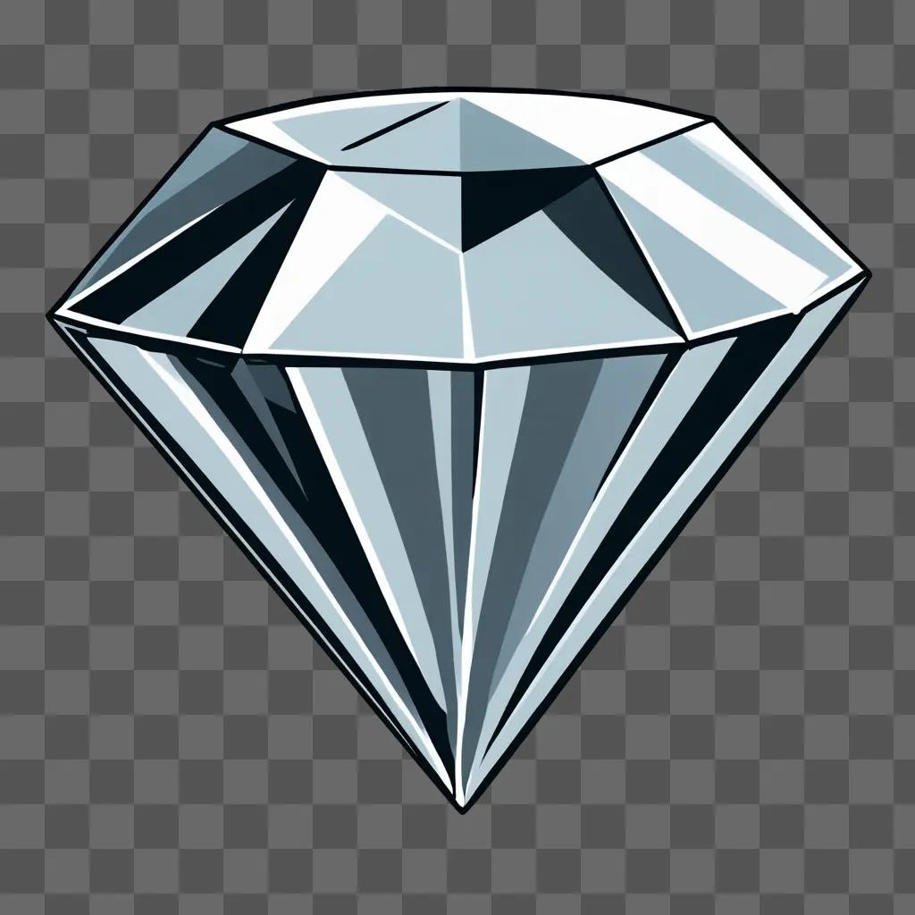 A cartoon diamond drawing on a gray background