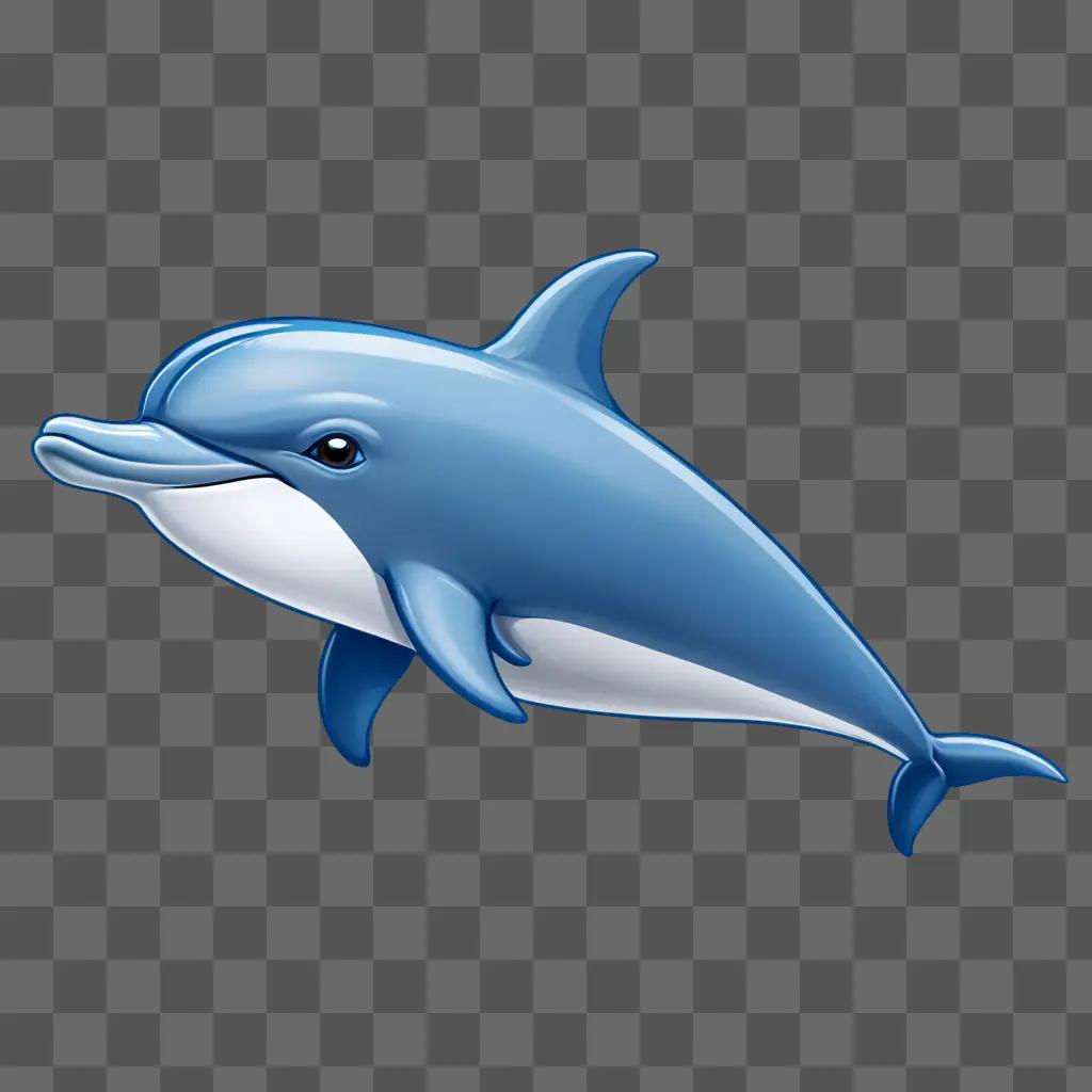 A cartoon dolphin drawing with a blue background