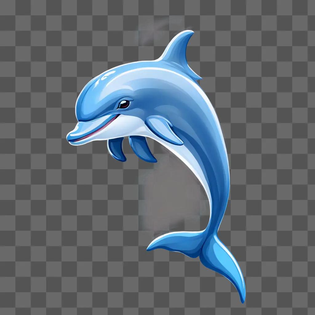 A cartoon dolphin is jumping out of the water