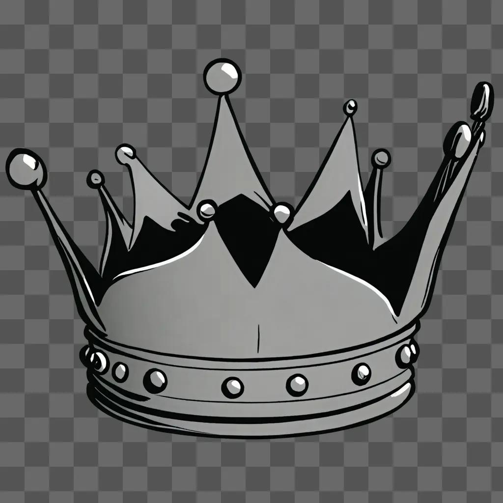 A cartoon drawing of a crown on a grey background