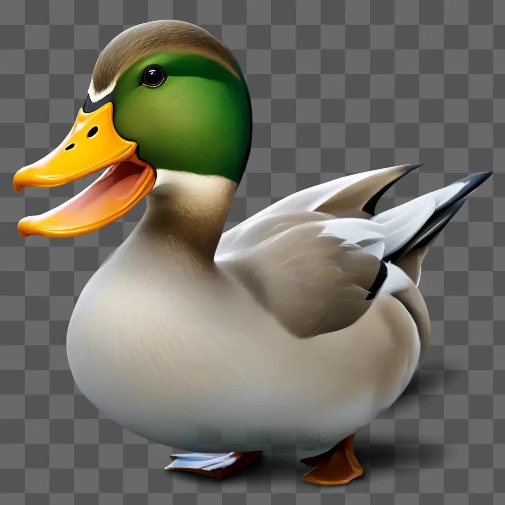 A cartoon duck with a green head and yellow beak