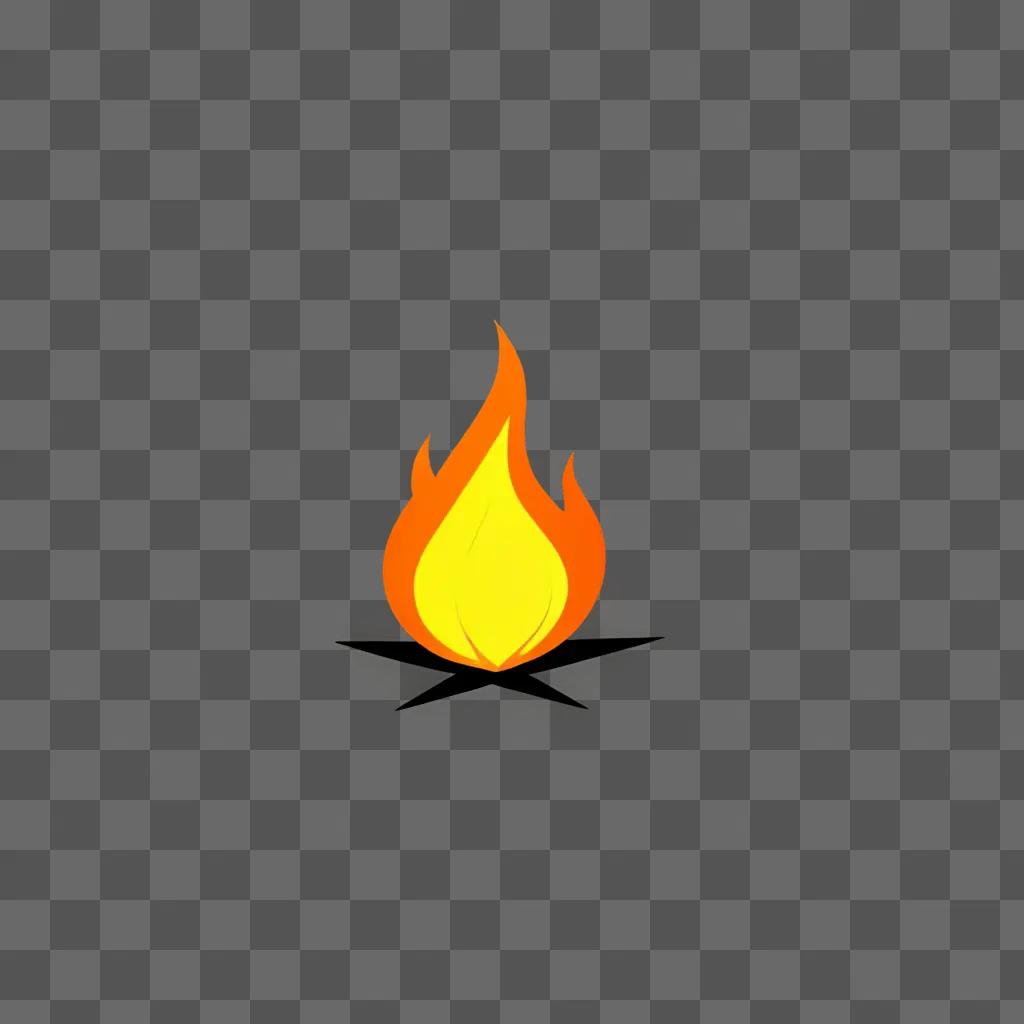 A cartoon fire on a yellow background