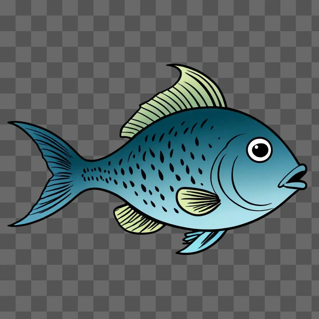 A cartoon fish drawing against a blue background