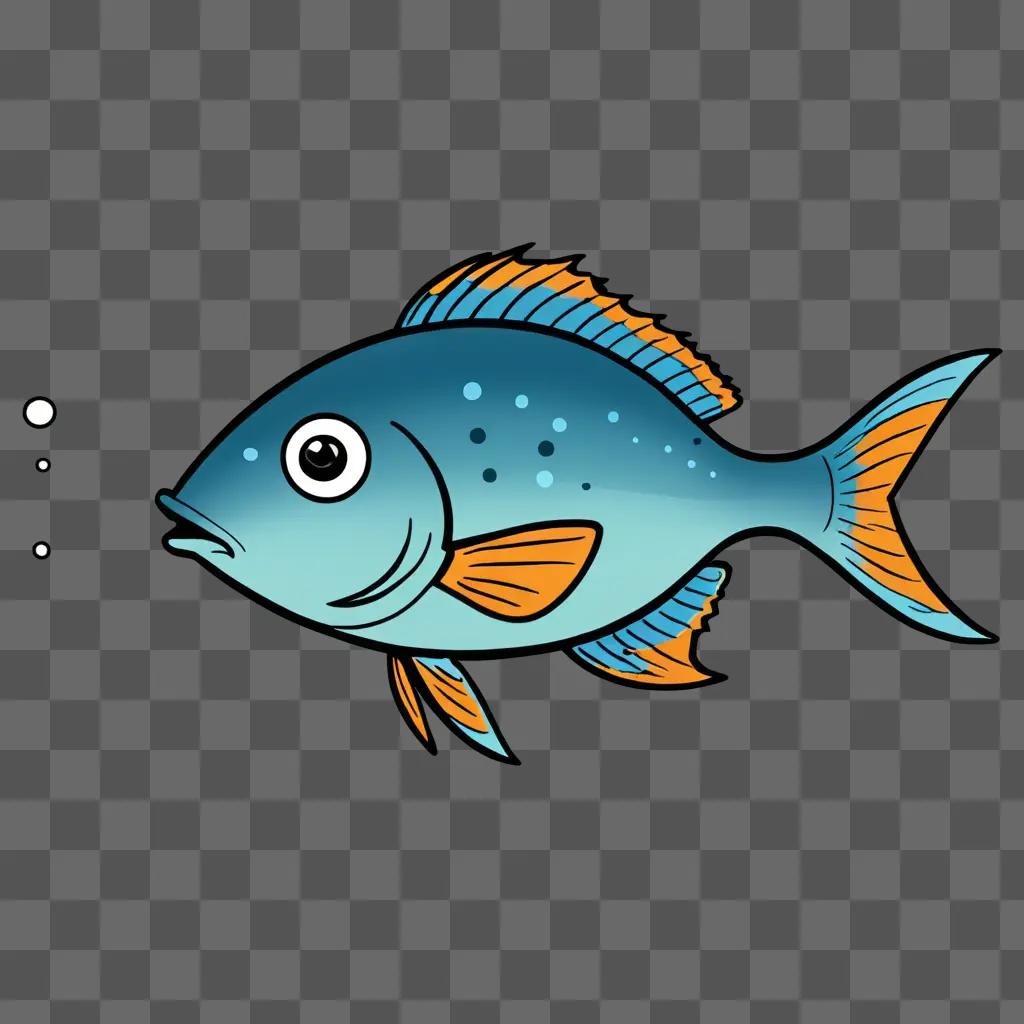 A cartoon fish drawing with a bubble