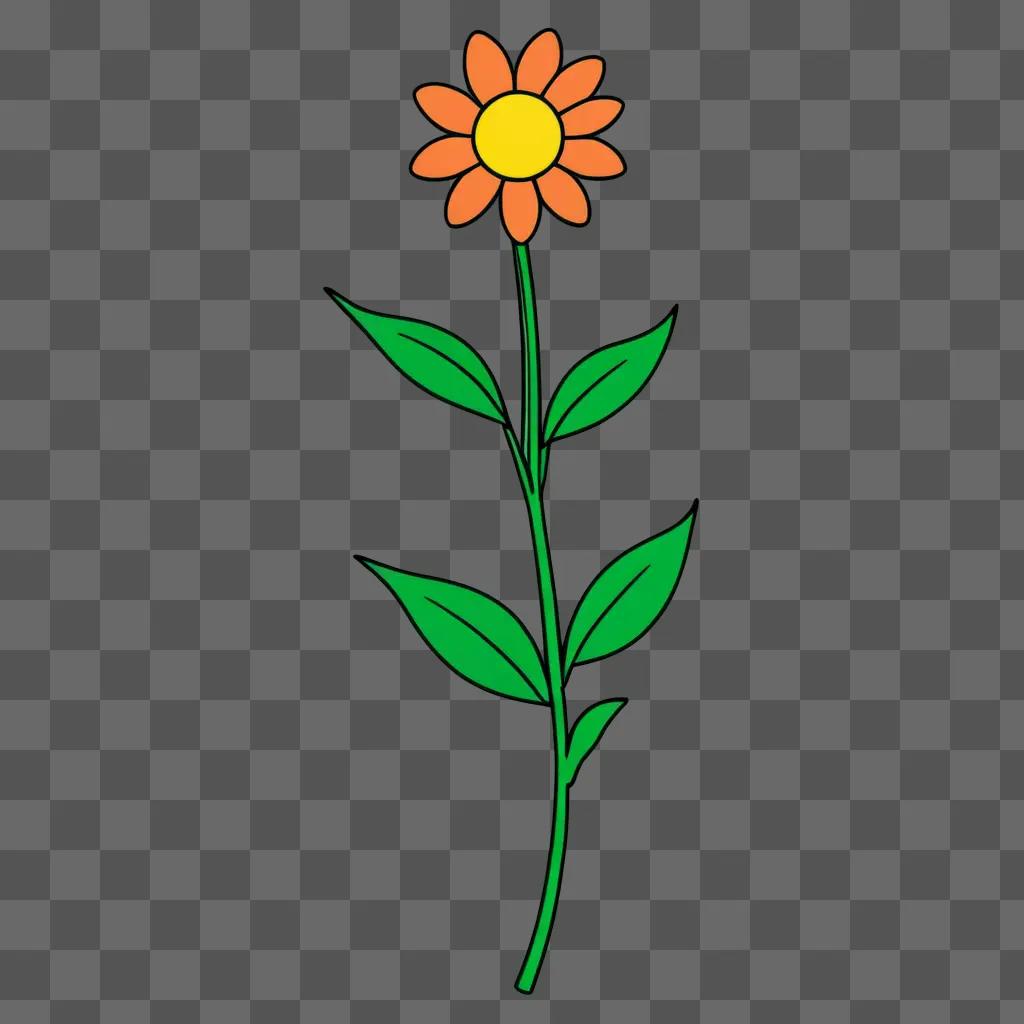 A cartoon flower drawing against a green background