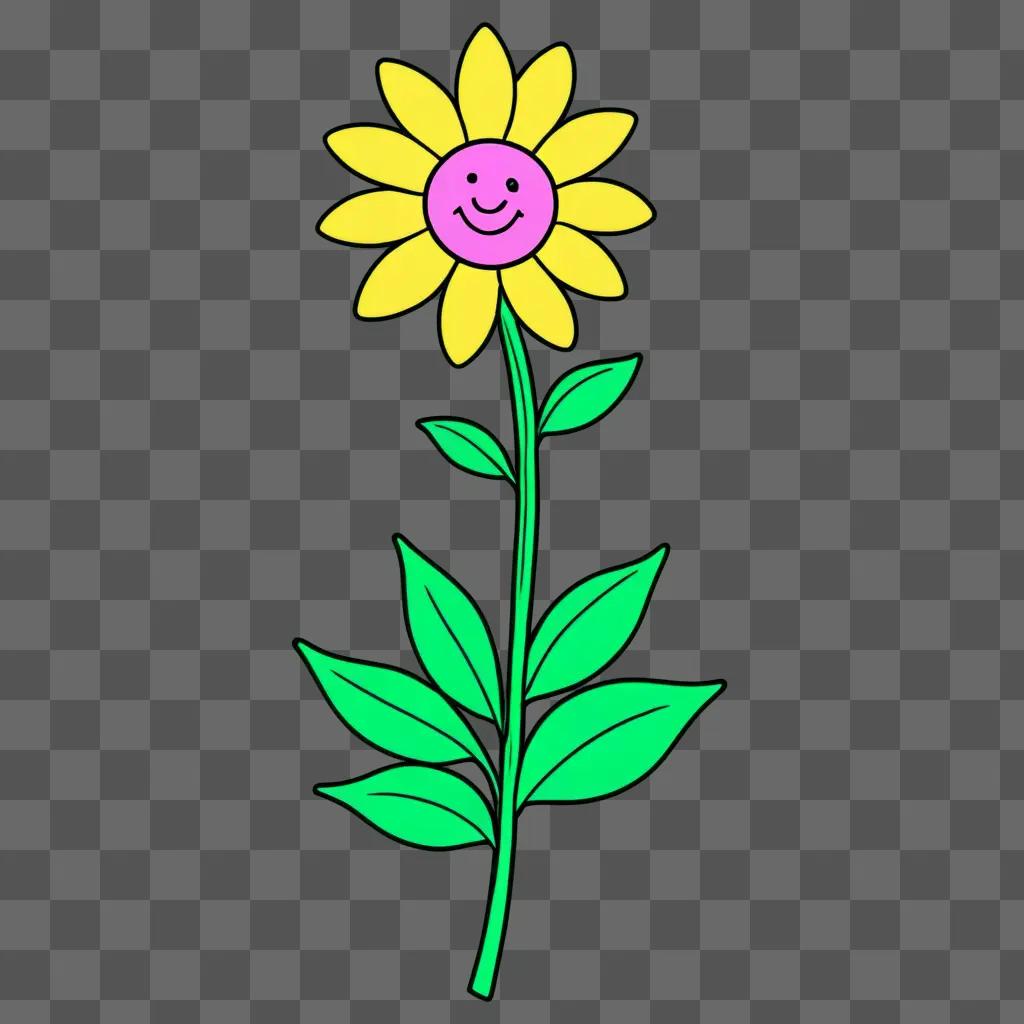 A cartoon flower drawing with a happy face