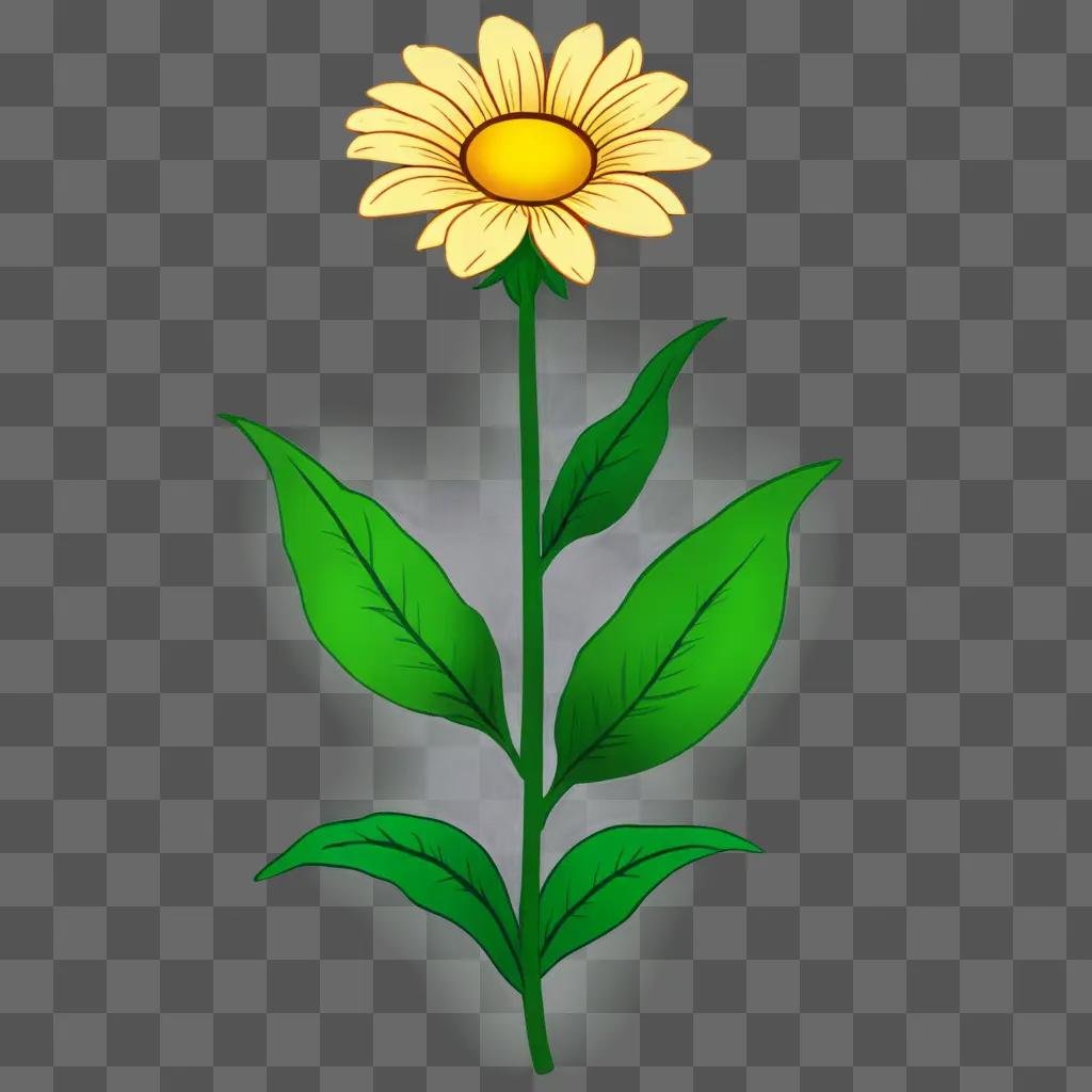 A cartoon flower drawing with green background