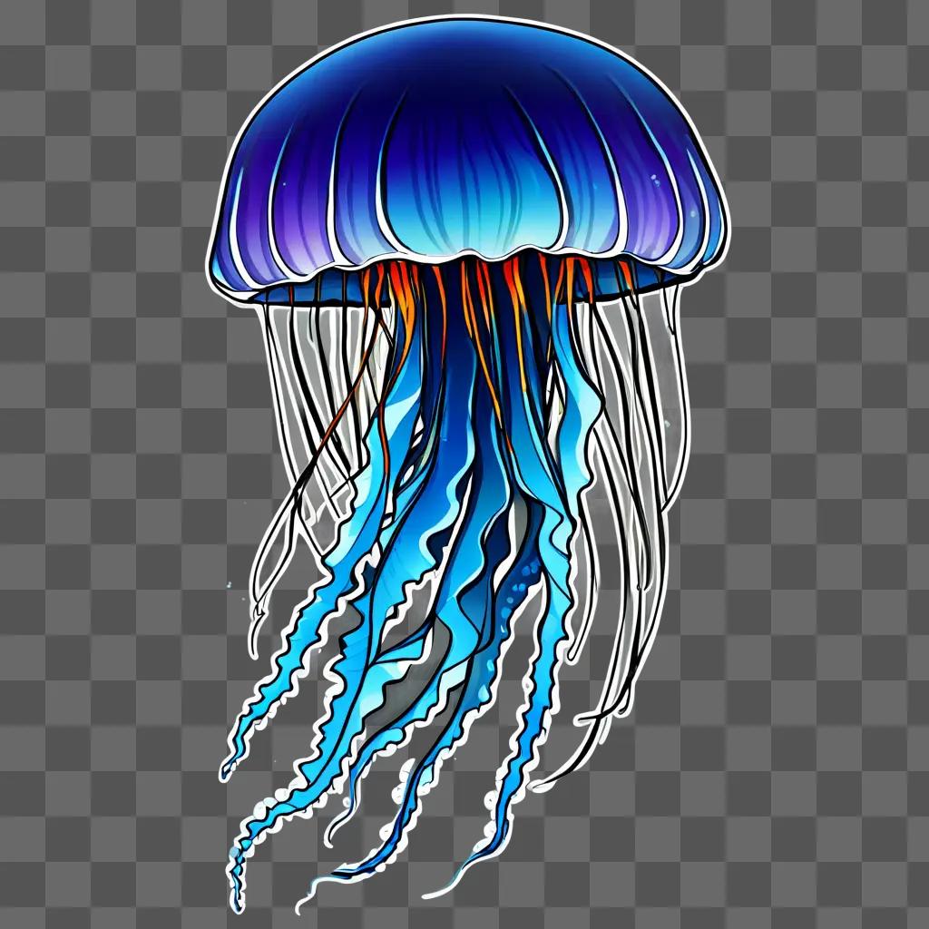 A cartoon jellyfish floating in the ocean