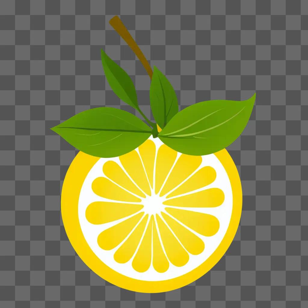 A cartoon lemon drawing with a green leaf