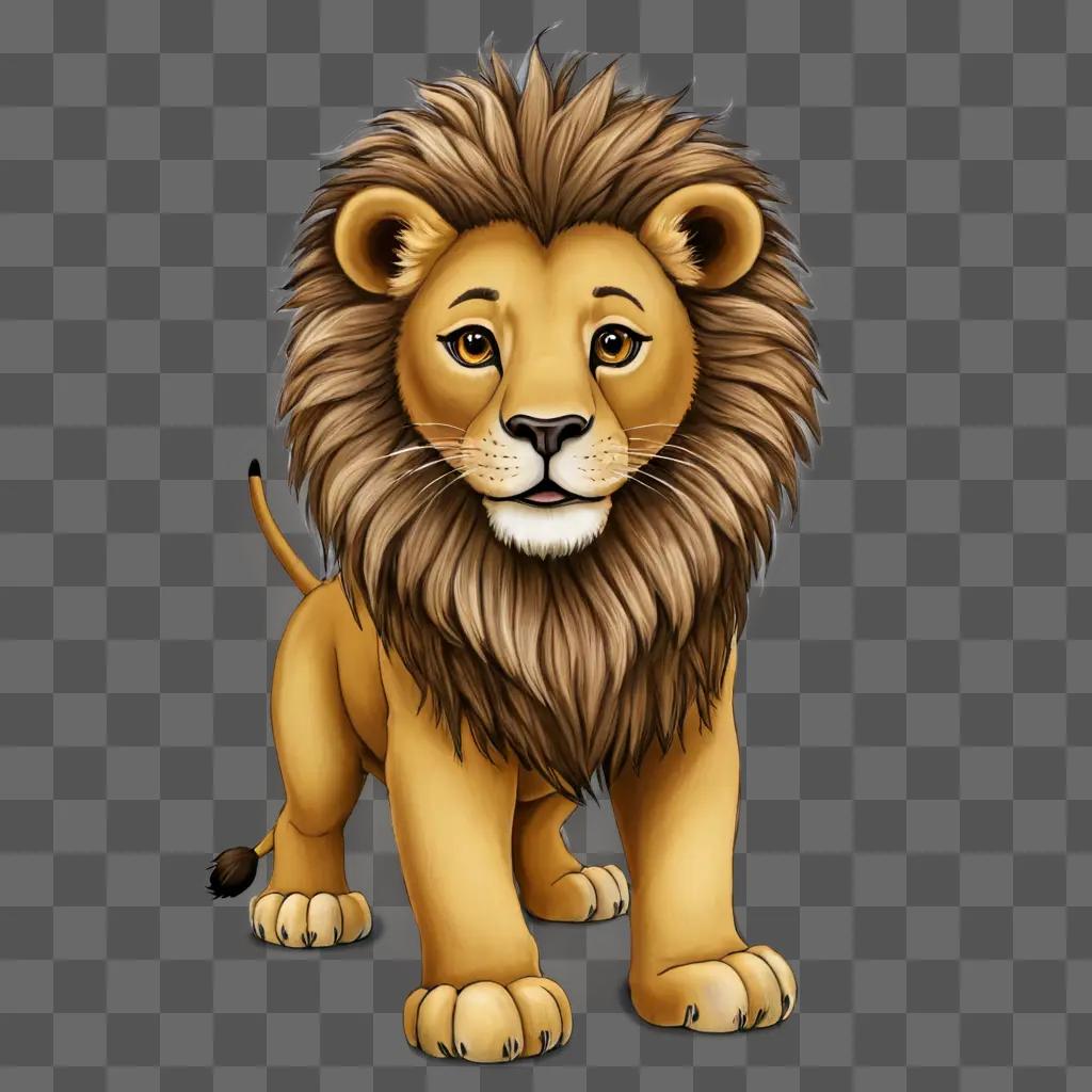 A cartoon lion drawing for kids