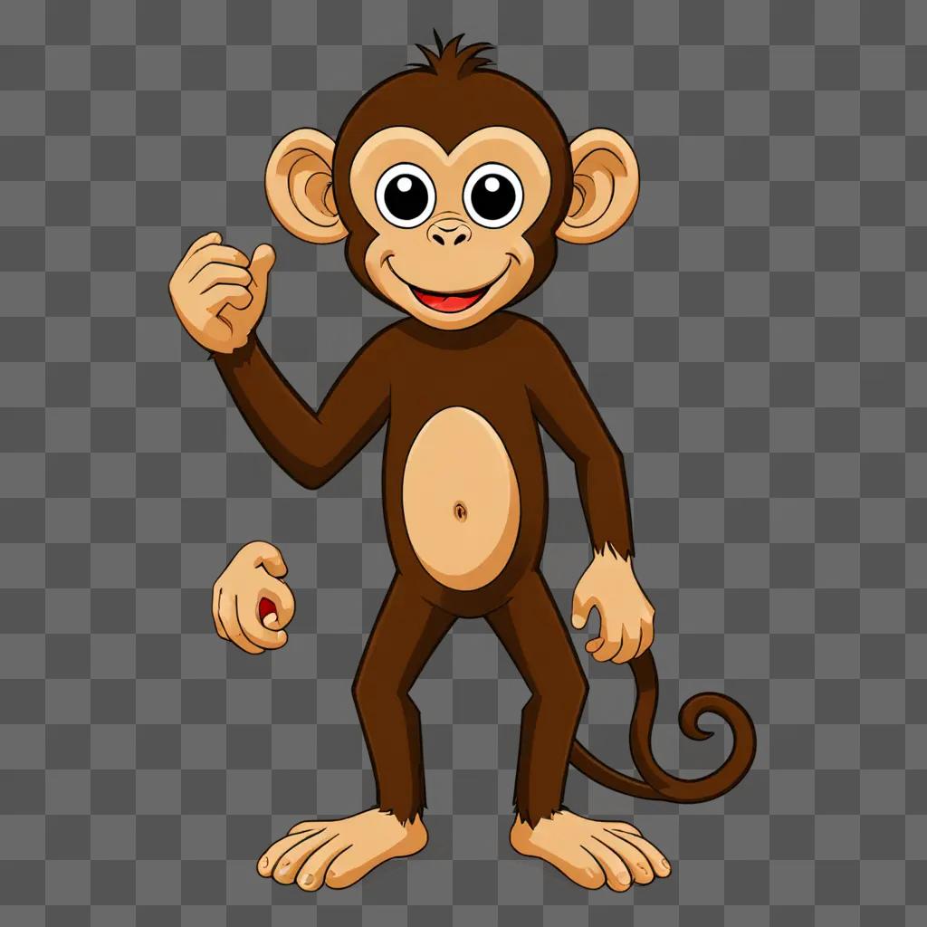 A cartoon monkey drawing is presented with a cheerful expression