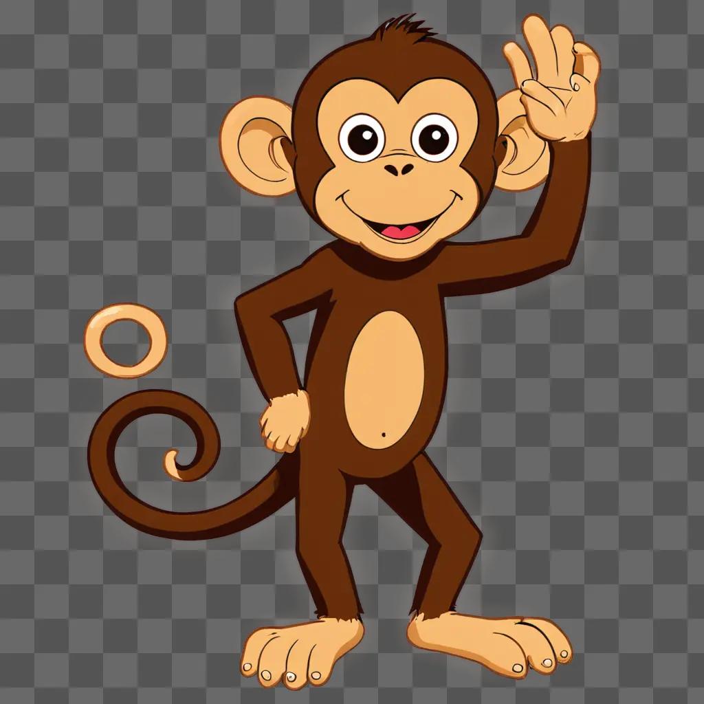 A cartoon monkey drawing with a happy face and a hand on its shoulder