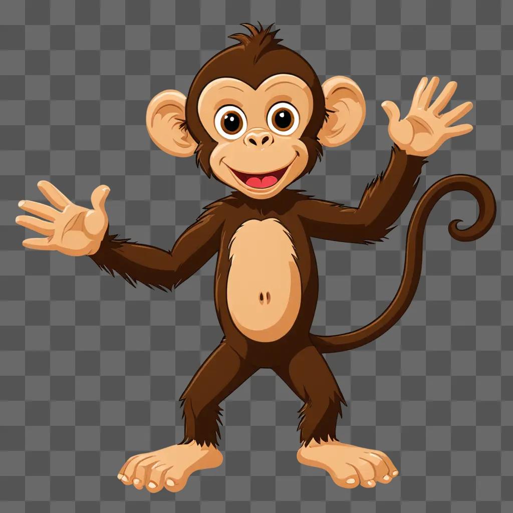 A cartoon monkey drawing with a smiling face and open hands