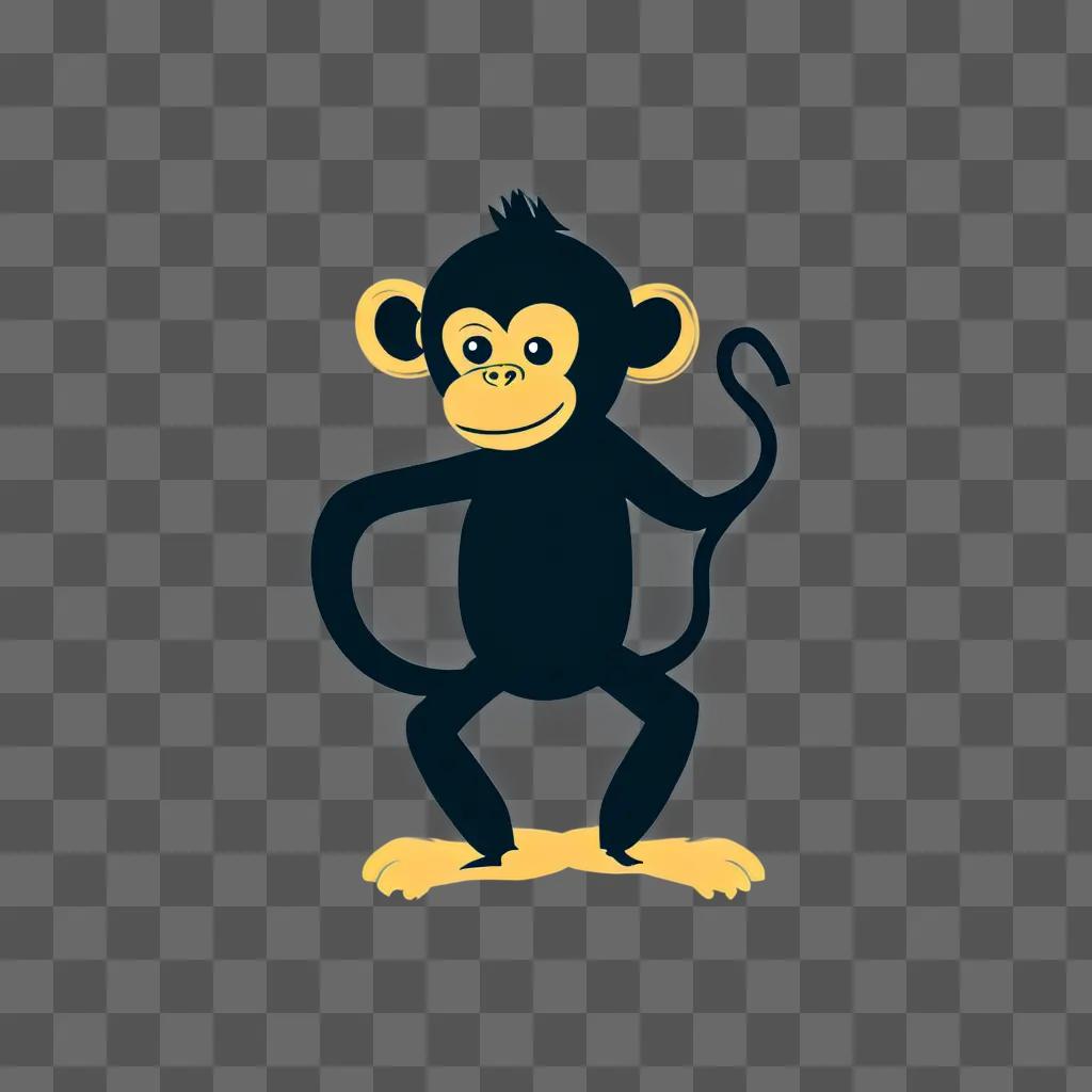 A cartoon monkey drawing with yellow feet