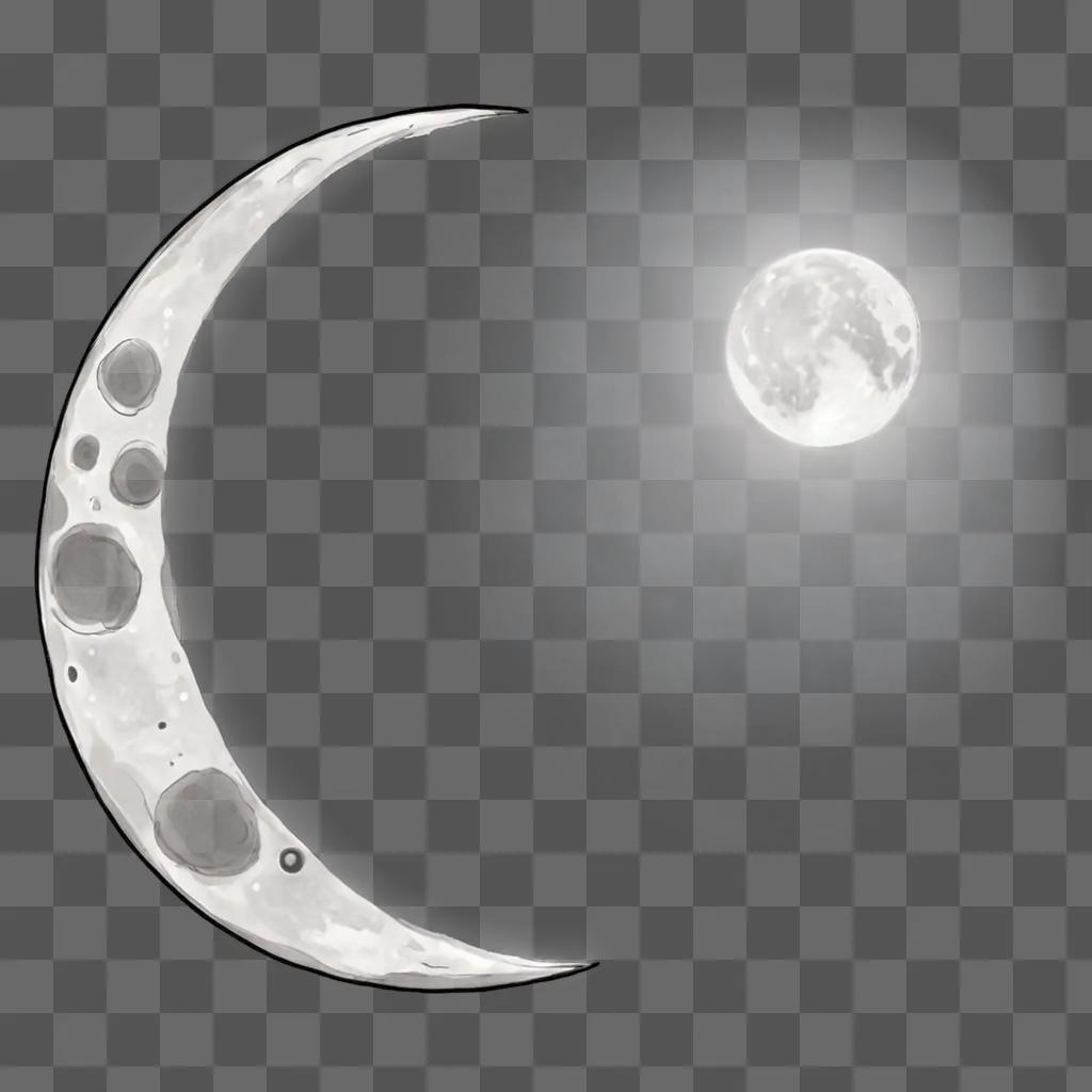 A cartoon moon drawing with a crescent moon