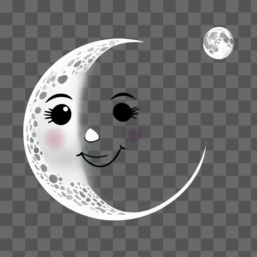 A cartoon moon drawing with a face on it