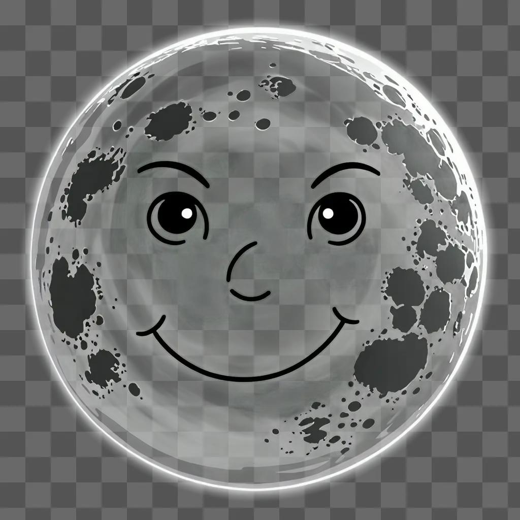 A cartoon moon drawing with a smiley face