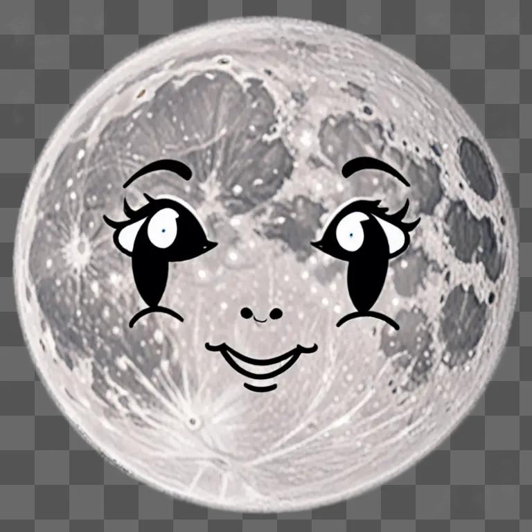 A cartoon moon drawing with eyes and mouth