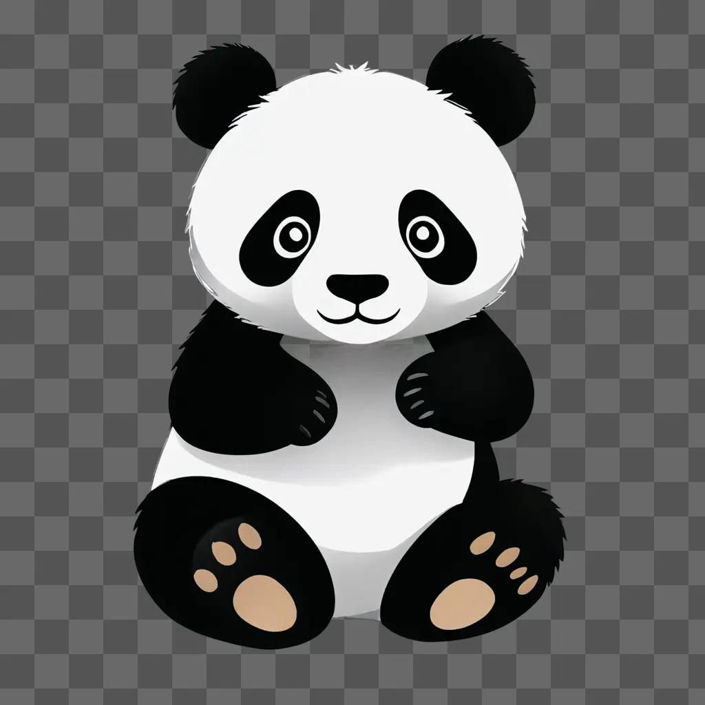 A cartoon panda drawing on a black background