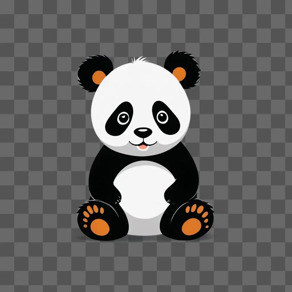 A cartoon panda drawing sits on a gray background