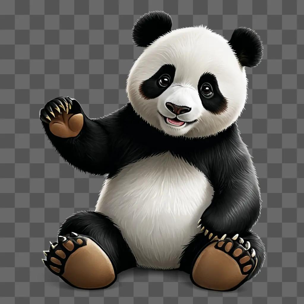 A cartoon panda drawing sits on its hind legs