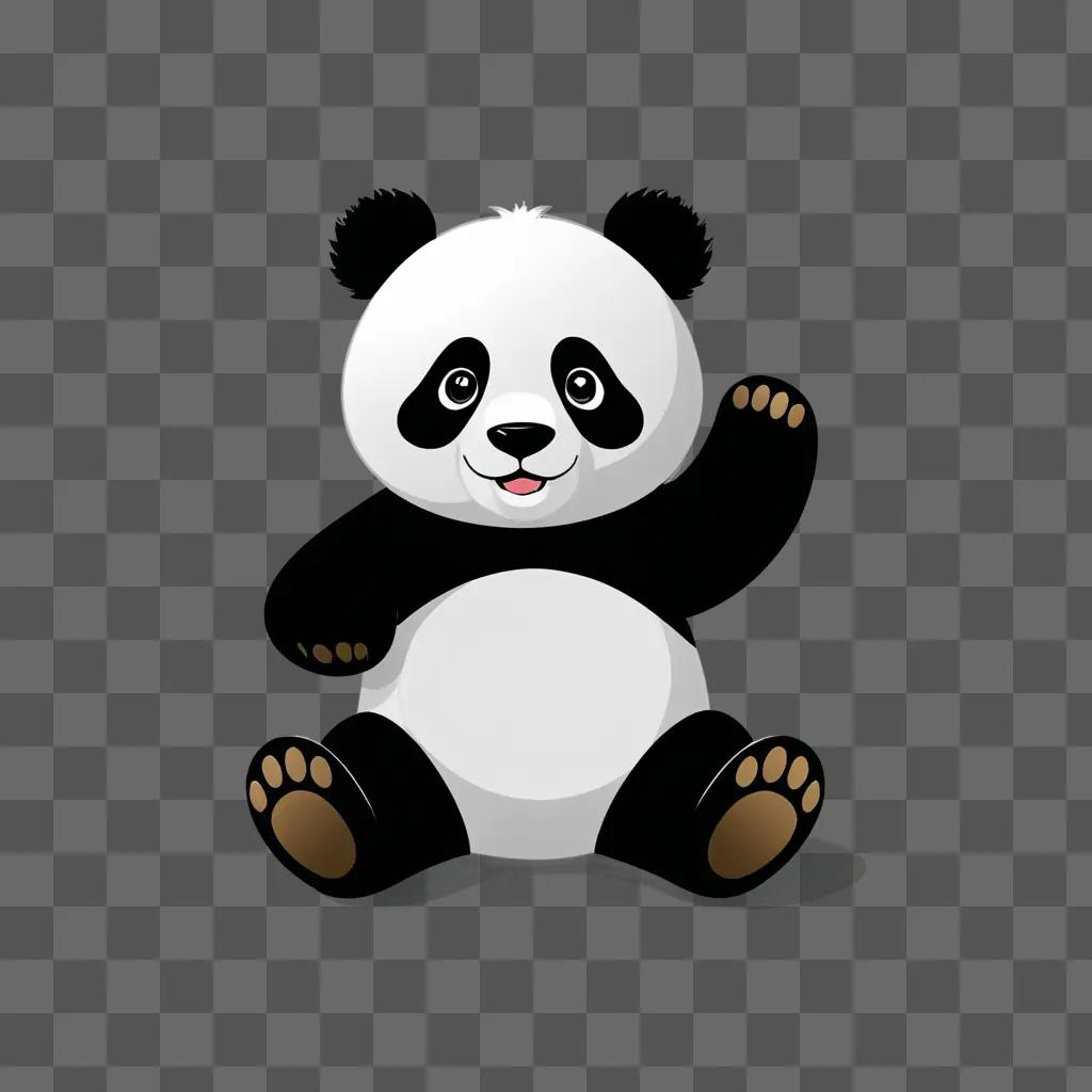 A cartoon panda drawing with black and white color scheme