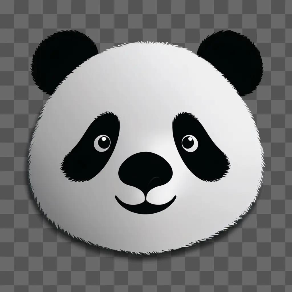 A cartoon panda drawing with black and white coloring