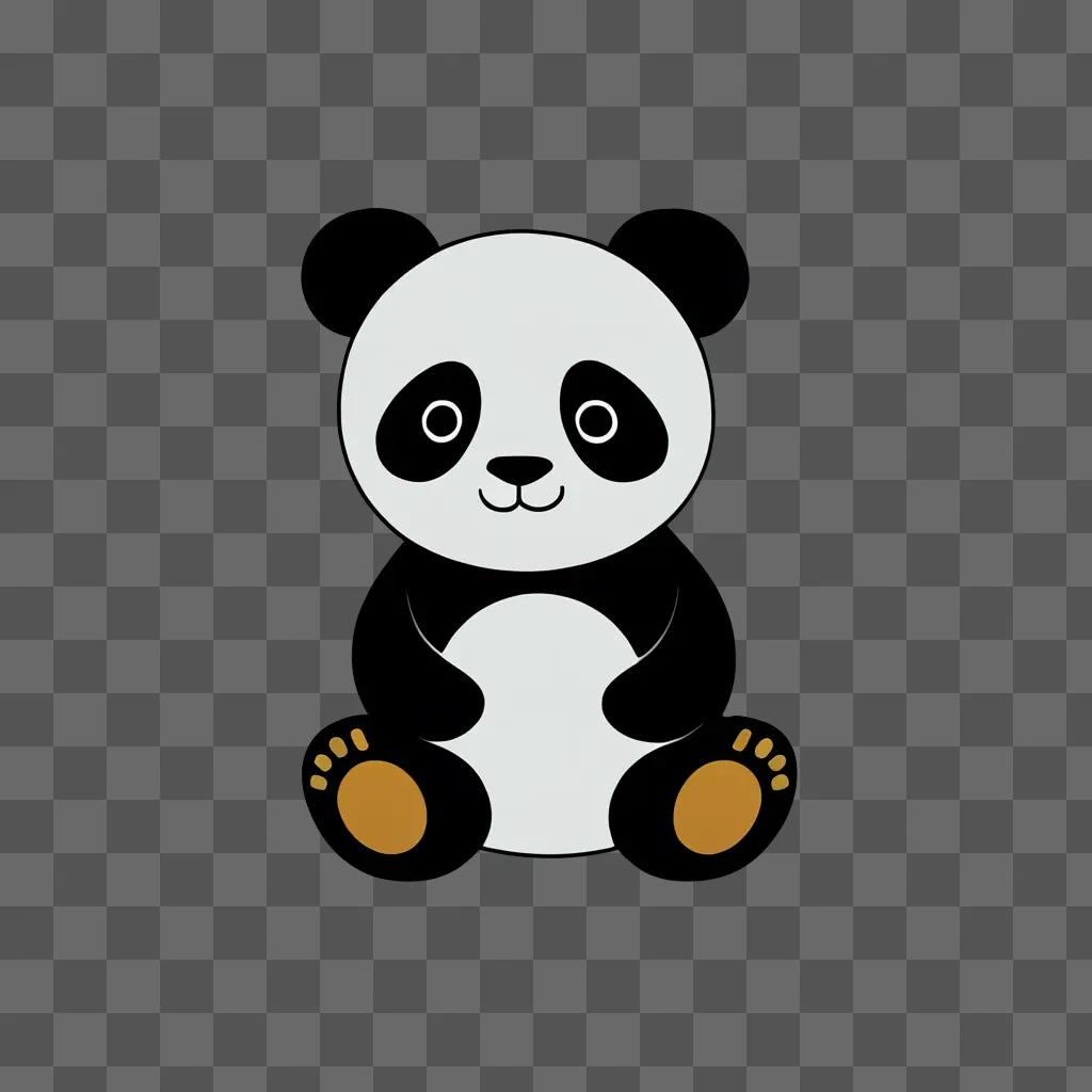 A cartoon panda drawing with yellow feet