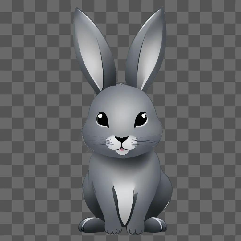 A cartoon rabbit drawing against a grey background