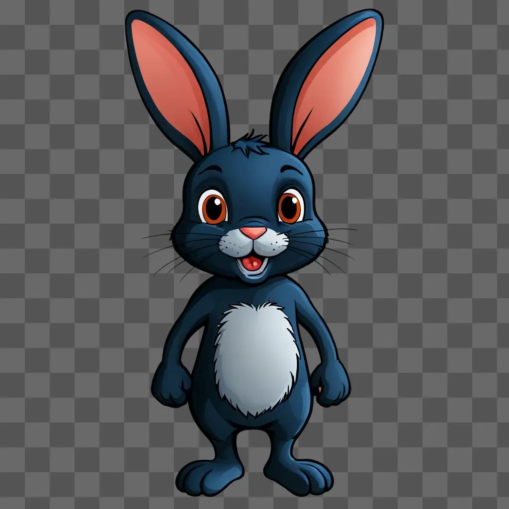 A cartoon rabbit drawing is on a dark background