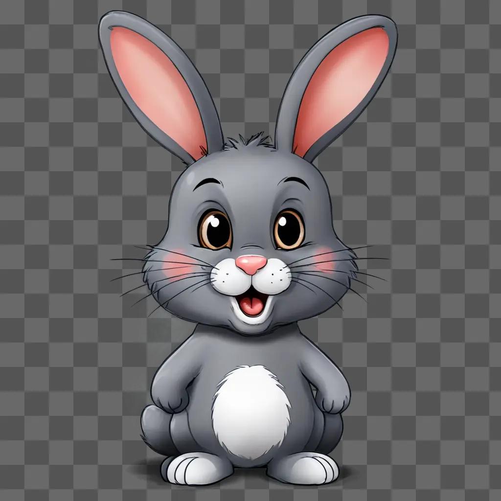 A cartoon rabbit drawing on a gray background