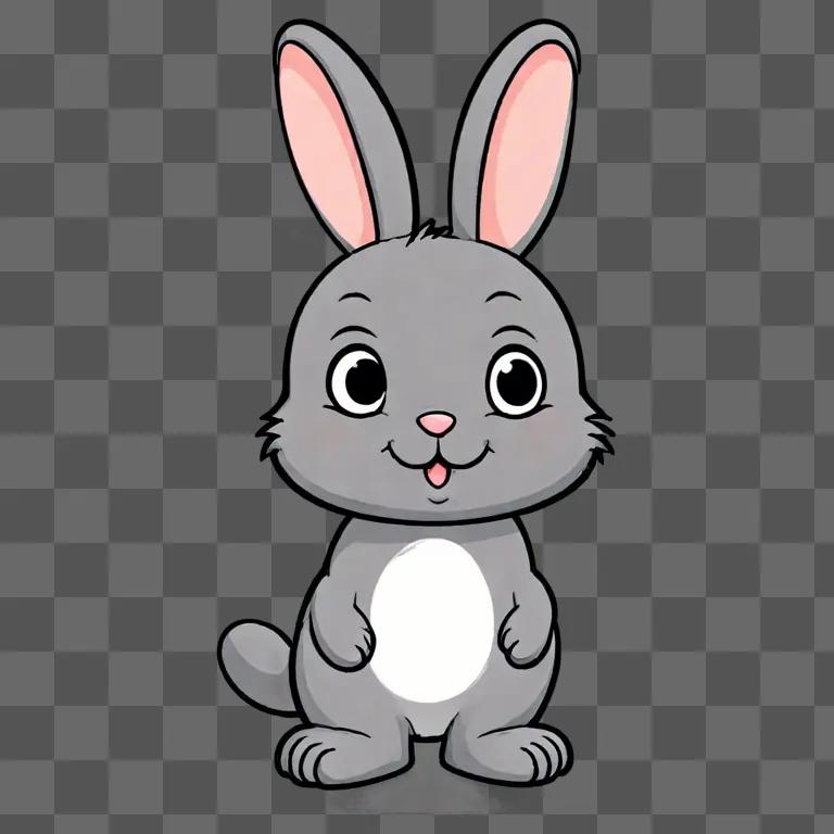 A cartoon rabbit drawing with big ears and a smile