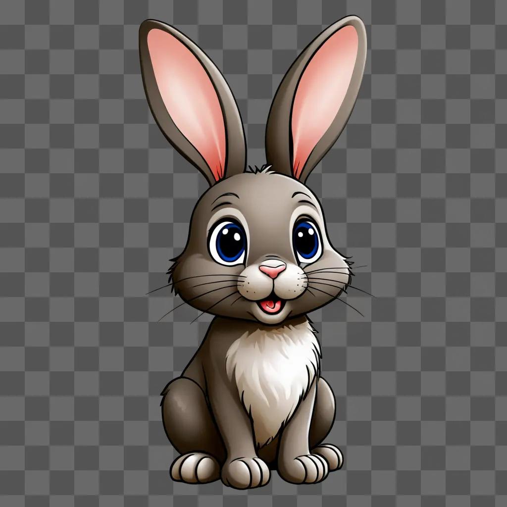 A cartoon rabbit drawing with big ears