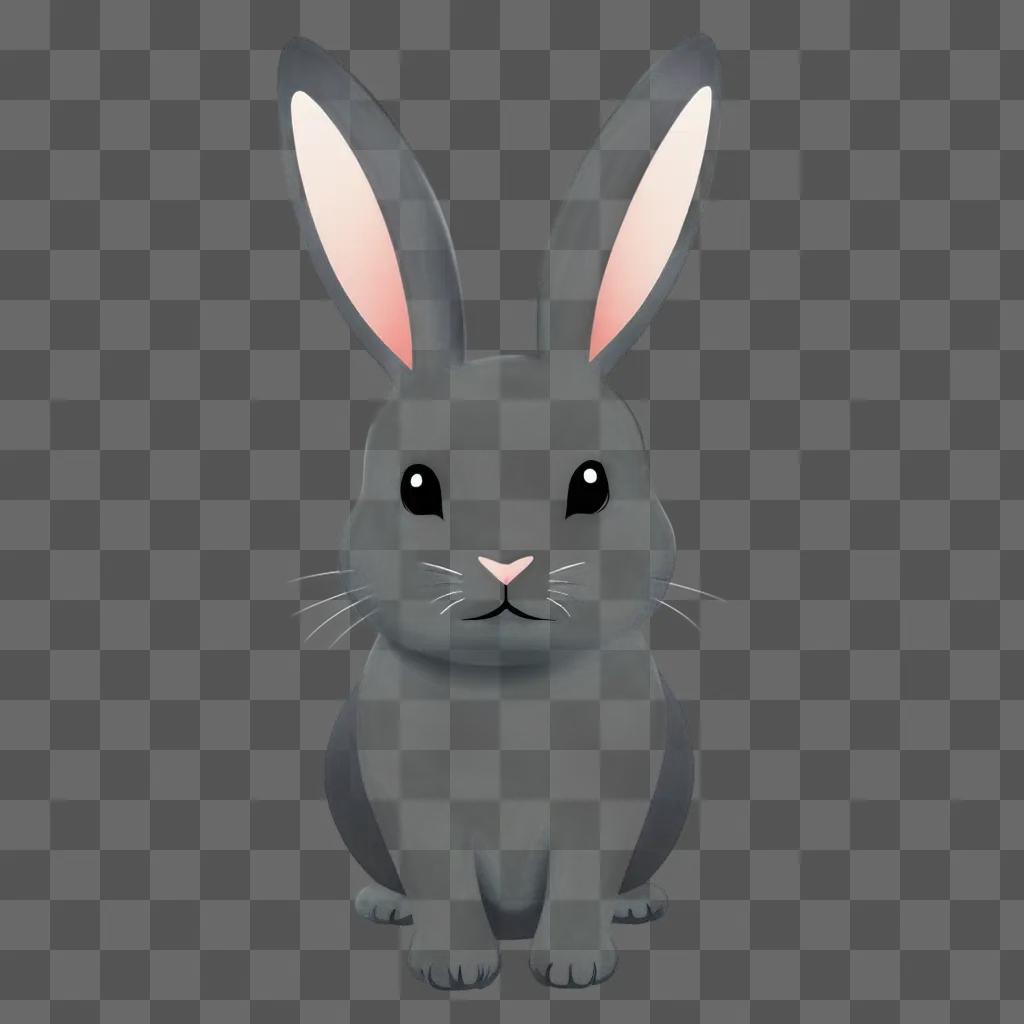 A cartoon rabbit sits on a gray background