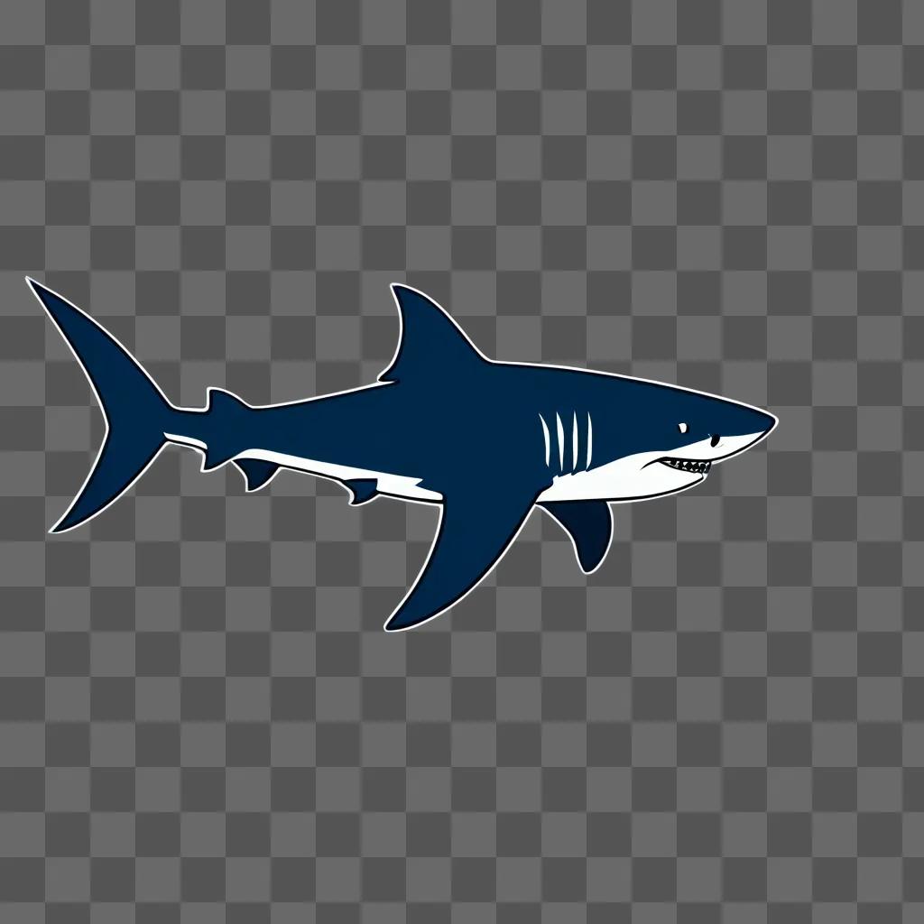 A cartoon shark drawing against a blue background