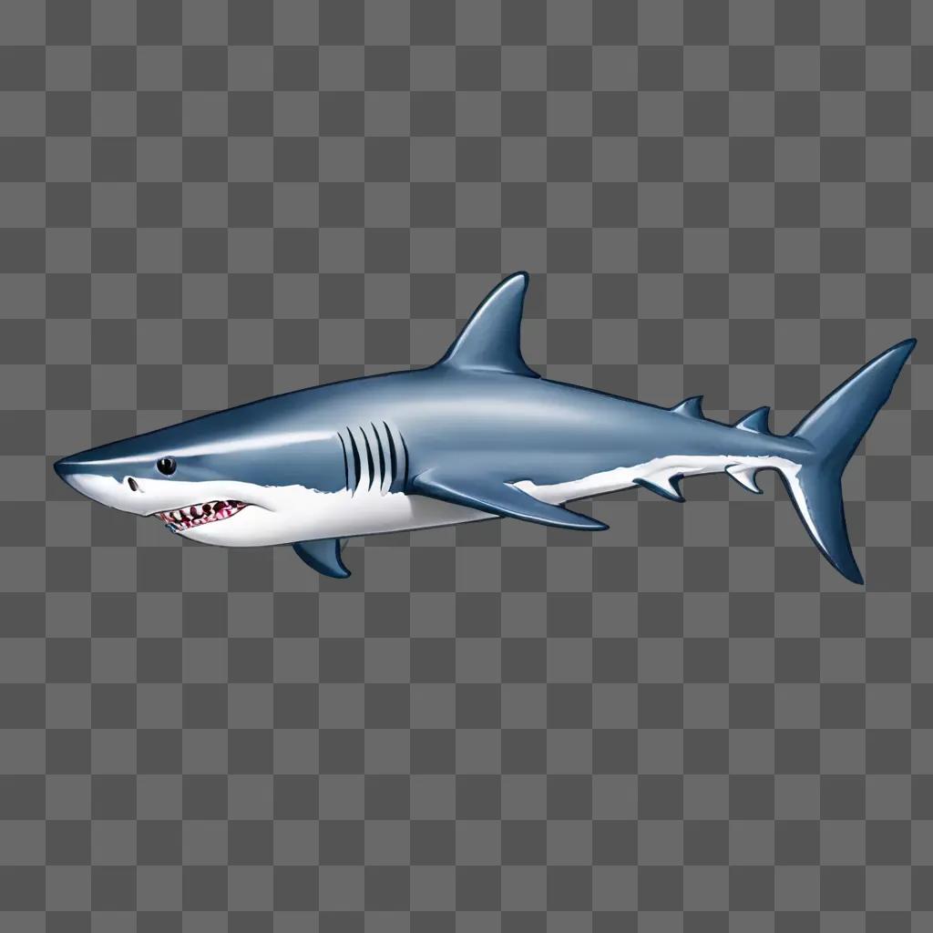 A cartoon shark drawing against a gray background